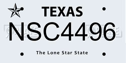 NSC4496 Texas License Plate