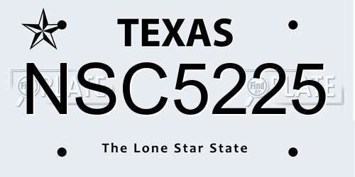 NSC5225 Texas License Plate