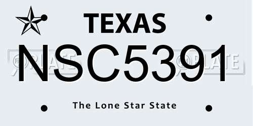 NSC5391 Texas License Plate