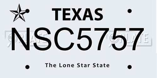 NSC5757 Texas License Plate