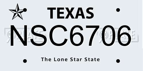 NSC6706 Texas License Plate