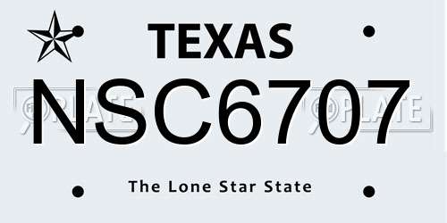 NSC6707 Texas License Plate