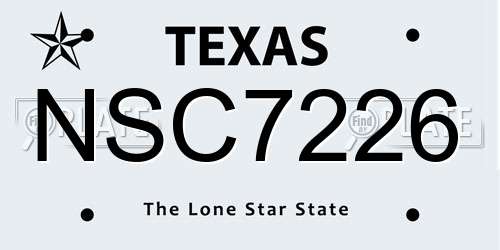 NSC7226 Texas License Plate