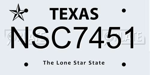 NSC7451 Texas License Plate