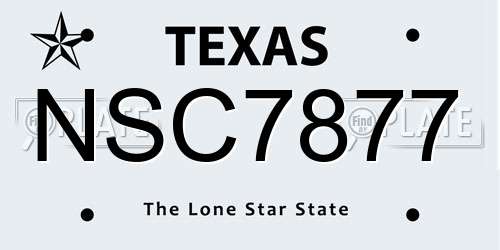 NSC7877 Texas License Plate