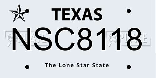 NSC8118 Texas License Plate