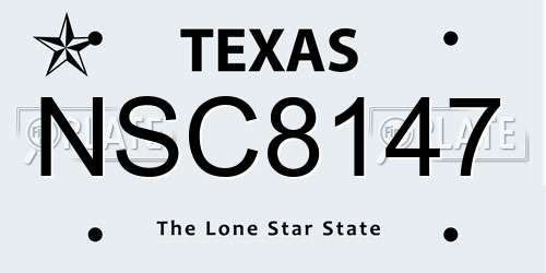 NSC8147 Texas License Plate