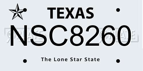 NSC8260 Texas License Plate