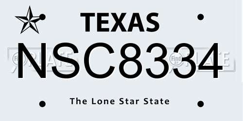 NSC8334 Texas License Plate