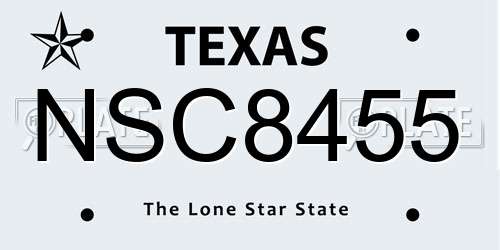 NSC8455 Texas License Plate