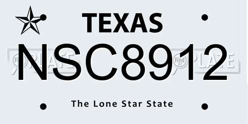 NSC8912 Texas License Plate