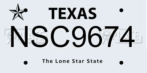 NSC9674 Texas License Plate