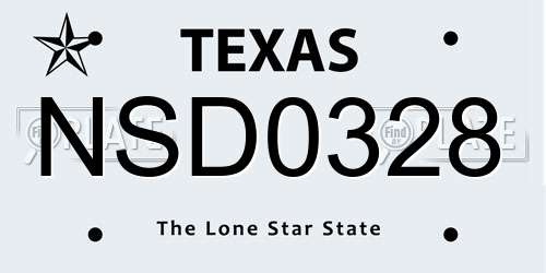 NSD0328 Texas License Plate