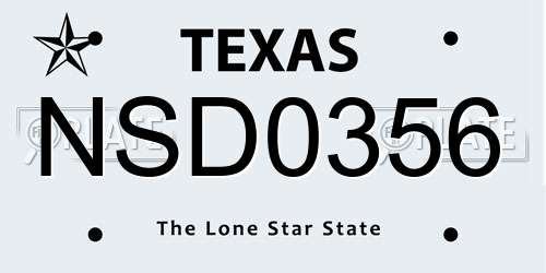 NSD0356 Texas License Plate