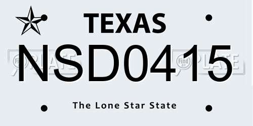 NSD0415 Texas License Plate
