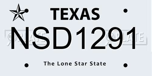 NSD1291 Texas License Plate