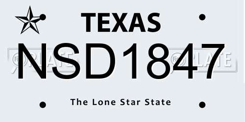 NSD1847 Texas License Plate