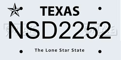NSD2252 Texas License Plate