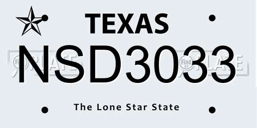 NSD3033 Texas License Plate