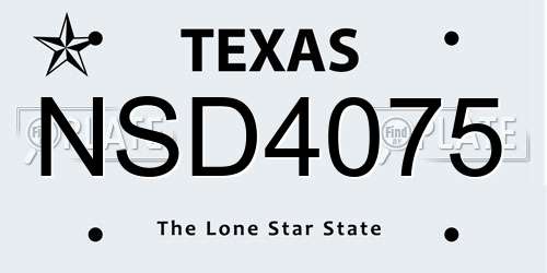 NSD4075 Texas License Plate