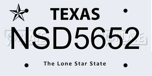 NSD5652 Texas License Plate