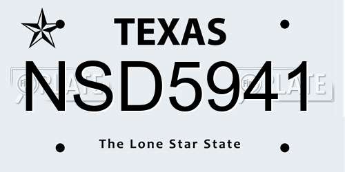 NSD5941 Texas License Plate