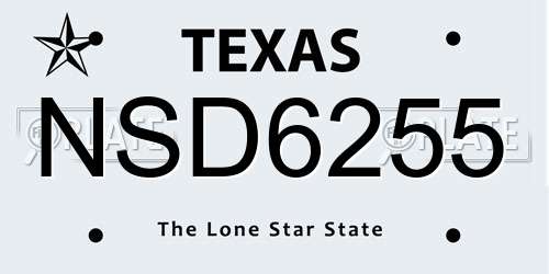 NSD6255 Texas License Plate