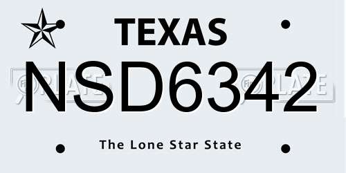 NSD6342 Texas License Plate