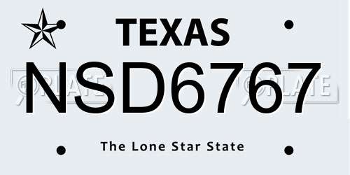 NSD6767 Texas License Plate