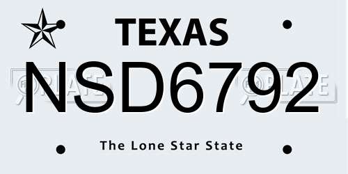 NSD6792 Texas License Plate