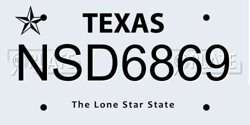 NSD6869 Texas License Plate
