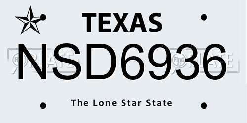 NSD6936 Texas License Plate