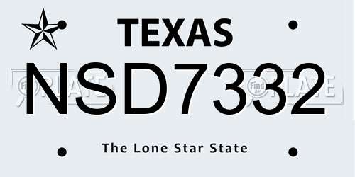 NSD7332 Texas License Plate