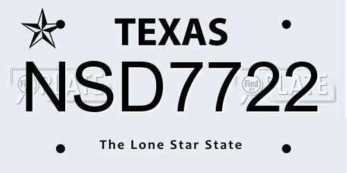 NSD7722 Texas License Plate