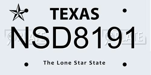 NSD8191 Texas License Plate