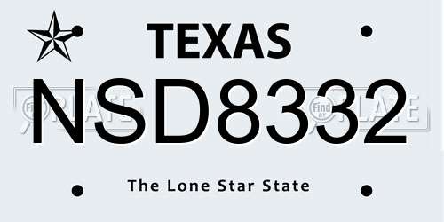 NSD8332 Texas License Plate