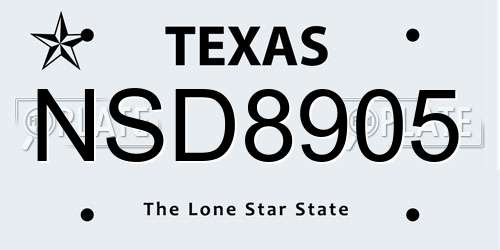 NSD8905 Texas License Plate