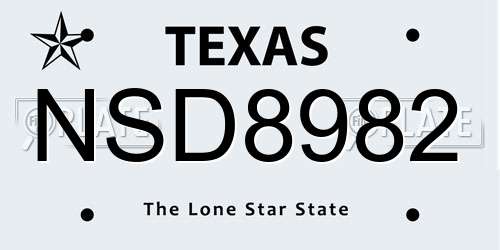 NSD8982 Texas License Plate