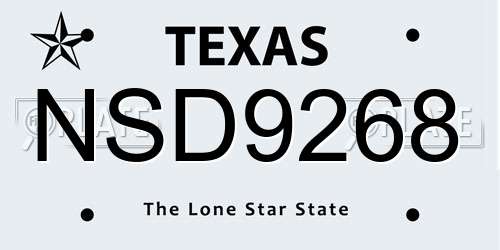 NSD9268 Texas License Plate