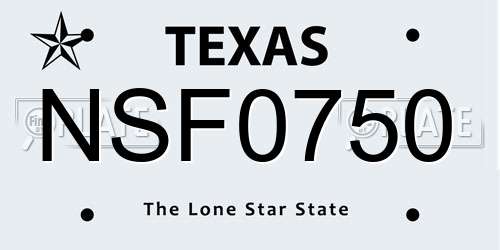 NSF0750 Texas License Plate
