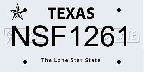 NSF1261 Texas License Plate