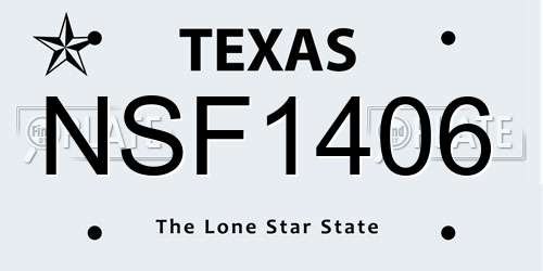 NSF1406 Texas License Plate
