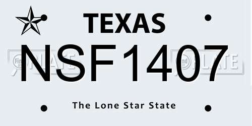 NSF1407 Texas License Plate
