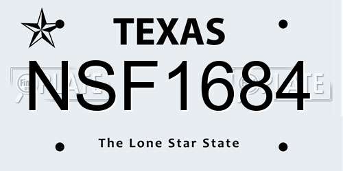 NSF1684 Texas License Plate