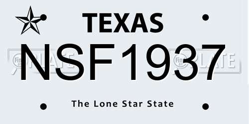 NSF1937 Texas License Plate