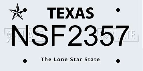 NSF2357 Texas License Plate