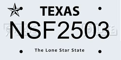 NSF2503 Texas License Plate