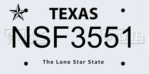 NSF3551 Texas License Plate