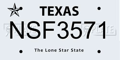 NSF3571 Texas License Plate