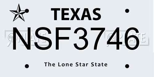 NSF3746 Texas License Plate